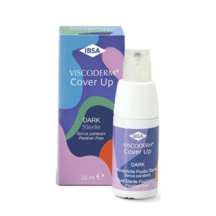 Viscoderm Cover Up Dark is a fluid, sterile and multi-function foundation.
It contains hyaluronic acid and mountain arnica, important for attenuating skin discolouring and alleviating and covering redness caused by dermal-beauty treatments such as biovit