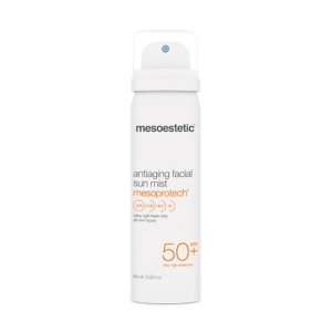 Mesoestetic Mesoprotech Antiaging Facial Sun Mist SPF 50+ Facial mist provides a very high sun protection. Fresh, ultra-light texture, with no oily residue. Ideal to take along with you and reapply in the daytime. Suitable after make-up.