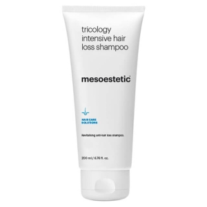 Mesoestetic Tricology Intensive Hair loss shampoo with revitalising effect to target male and female androgenetic alopecia, slowing down its progression.