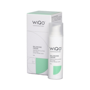 WiQo sebum-regulating balancing face cream is indicated for the cosmetic treatment of oily skin with acne tendency, with excess sebum, blackheads and dilated pores.