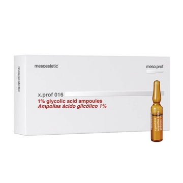 Mesoestetic meso.prof x.prof 016 glycolic acid 1% - Glycolic acid is an alpha-hydroxy acid obtained from sugar cane. The small size of its molecule gives it a high intercellular penetration. It acts inhibiting the cohesion of skin corneocytes