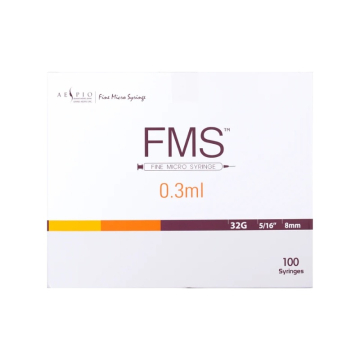 Botulinum toxin injection syringe with 32G needle.