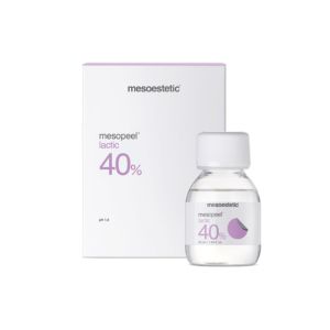 Mesoestetic Mesopeel Lactic 40% - Superficial peeling of lactic acid 40%. Stimulates production of new collagen and glycosaminoglycans. Indicated for sensitive skin and décolleté areas, for its high tolerance by the skin.