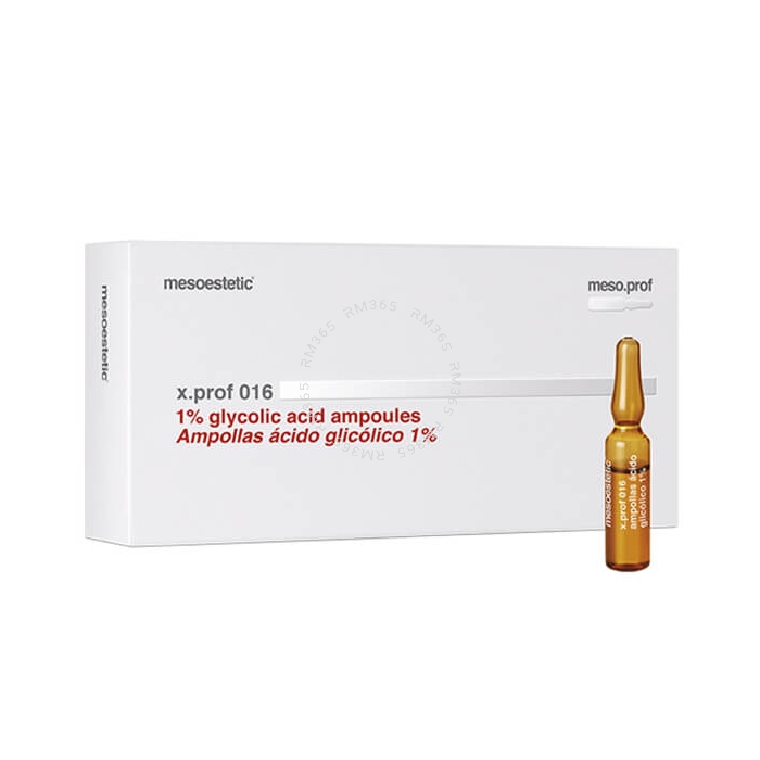 Mesoestetic meso.prof x.prof 016 glycolic acid 1% - Glycolic acid is an alpha-hydroxy acid obtained from sugar cane. The small size of its molecule gives it a high intercellular penetration. It acts inhibiting the cohesion of skin corneocytes