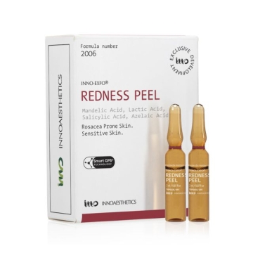 INNO-EXFO Redness is a chemical peel for rosacea-prone skin. It regulates skin microcirculation, reducing inflammation and vascular spiders. Provides an even and radiant complexion.
