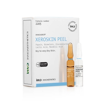 INNO-EXFO Xeroskin Peel for dry skin exfoliates dead cells and restores the balance of the hydrolipid mantle, hence moisturizing the skin in depth. The skin becomes healthier, more elastic, and radiant.
