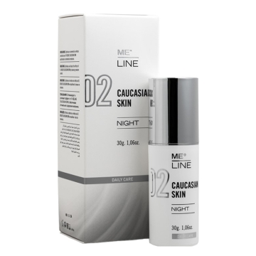 ME Line 02 Caucasian Skin Night improves and delays the appearance of skin pigmentation. It inhibits the expression of the enzyme tyrosinase, thereby inhibiting the synthesis of melanin.