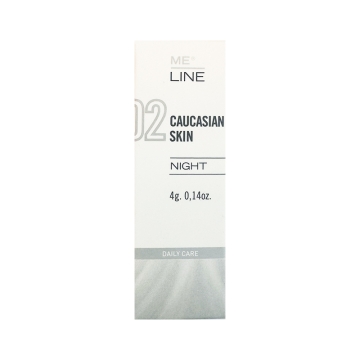 ME Line 02 Caucasian Skin Night Improves and delays the appearance of skin pigmentations. Inhibits tyrosinase enzyme expression.