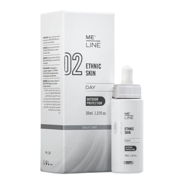 ME LINE 02 Ethnic Skin Day Improves and delays the appearance of pigmentations in skin phototypes IV - VI. Melanin synthesis reduction and control.