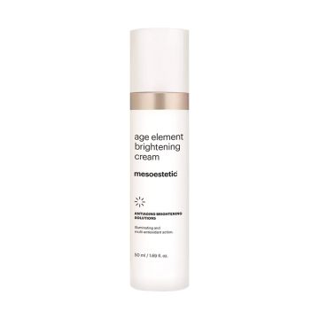 Mesoestetic Age Element Brightening Cream for treating the first signs of aging, giving luminosity to the face. Its antioxidant action delays premature aging, revitalizing the skin and providing a more hydrated and uniform appearance.