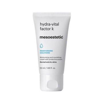 Mesoestetic Hydra-Vital Factor K is specifically formulated to return smoothness and elasticity to dry skin this exclusive formulation maintains hydration within the skin restoring the hydro-lipid layer ensuring the protection of skin 