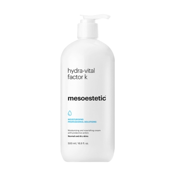 Mesoestetic hydra-vital factor k - Rich moisturising and nourishing cream with vitamin E for normal and dry skin. It restores the nutrition and moisture levels required to reconstruct the hydrolipidic layer, and it protects against external aggressions re