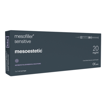 Mesoestetic Mesofiller Sensitive is a dermal implant of reticulated hyaluronic acid concentration 20 mg/ml, the specific rheological profile of which allows for a milder and more extensible performance, ideal for the hydration and filling of the intimate 