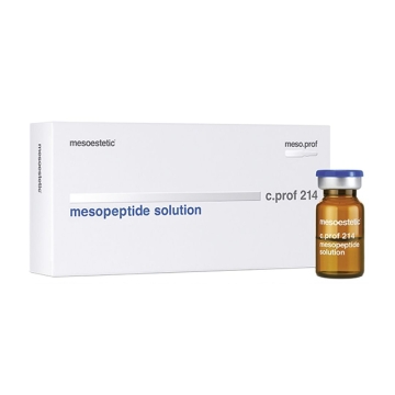 Mesoestetic C.Prof 214 mesopeptide solution enhances redensification of the dermis thanks to the inclusion of last-generation biomimetic peptides. Improves the firmness and structure of the cellular matrix.
