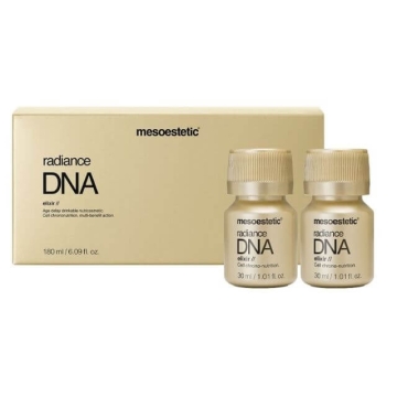 Mesoestetic Radiance DNA elixir - ANTIAGING REDENSIFYING SOLUTIONS.
Nutritional supplement based on hyaluronic acid, biotin and organic silicon.


