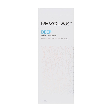 Revolax Deep Lidocaine is a thick and long-lasting gel, used to treat deep wrinkles, nasolabial folds and augmentation of the cheeks, chin, and lips. This monophasic HA filler is to be injected in deep dermis or subcutaneous tissue.