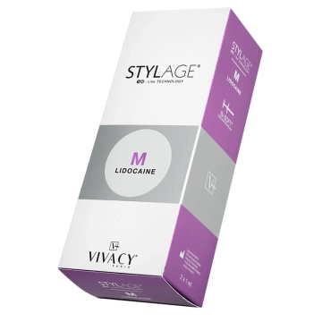 Stylage Bi-Soft M Lidocaine a cross-linked hyaluronic acid is used in the mid to deep dermis for filling of medium to deep naso-labial folds, smoothing of wrinkled and sagging areas, marionette lines, cheek wrinkles, hollow temple area, nasal hump reducti