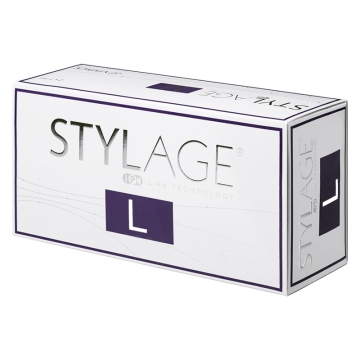 Stylage L is a cross-linked hyaluronic acid used in the deep dermis for deep wrinkles, severe naso-labial folds, oral commissures (marionette lines), hand rejuvenation including volume loss treatment on the back of the hands.