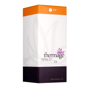 The Thermage Total Tip 3.0cm2 uses maximum volume of bulk heat delivery for the whole face, neck and body and treats deeply to contour and tighten skin; addressing sagging skin and unwanted bulges.