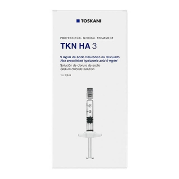 TKN HA3 is a biorevitalising skinbooster with a molecular weight of 3,000 kDa. Its formula is based on non-cross-linked hyaluronic acid, and improves the appearance and condition of the skin by hydrating and providing elasticity.