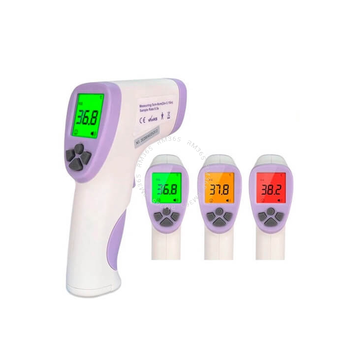 The Hti infrared thermometer is a handheld device designed to measure body temperature in infants and adults without contact.
