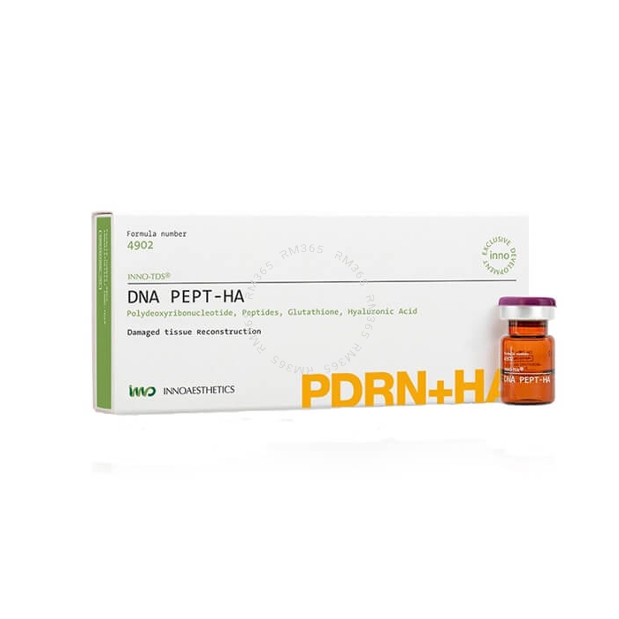 INNO-TDS DNA Pept-HA boosts collagen synthesis to reconstruct the skin, favouring skin healing and restoring the skin balance. It effectively redensifies the dermis and attenuates expression lines and wrinkles.
