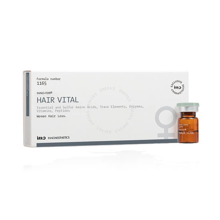 INNO-TDS Hair Vital is a specific treatment for alopecia in women. It is a powerful intradermal treatment based on Sulphur Amino Acids and coenzymes to specifically treat alopecia in women by nourishing the hair follicle.