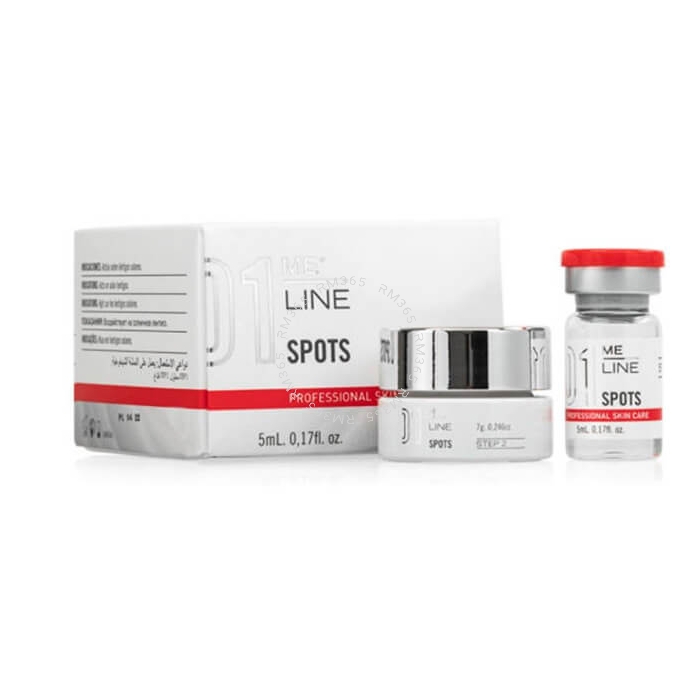 ME Line 01 Spots is a professional depigmenting kit for solar lentigos and hyperkeratosis treatment. The synergic actions of its active ingredients suitably penetrate the skin in order to eliminate specific skin lesions.