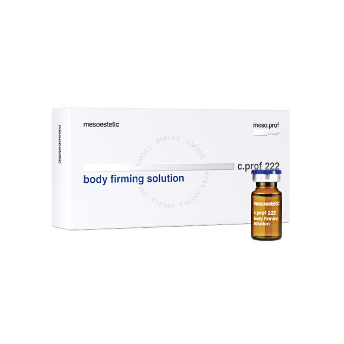 Mesoestetic C.prof 222 Body Firming Solution provides a skin trophic, firming and stimulating effect of connective fibre synthesis. Particularly indicated in thighs, buttocks, abdomen, breast and arms.