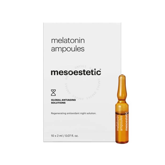 Mesoestetic Melatonin Ampoules contain a concentrated formula for optimum efficacy helping to boost skin’s repair process, accelerate antioxidant defences and prevent skin ageing. 