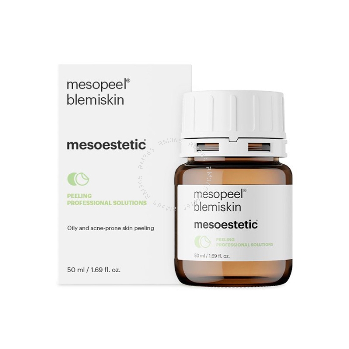 Mesoestetic Mesopeel Blemiskin - Peeling with a keratolytic, comedolytic, anti-inflammatory and antibacterial effect. Evens skin texture and tone, favours control of sebaceous secretion and reduces pore size.