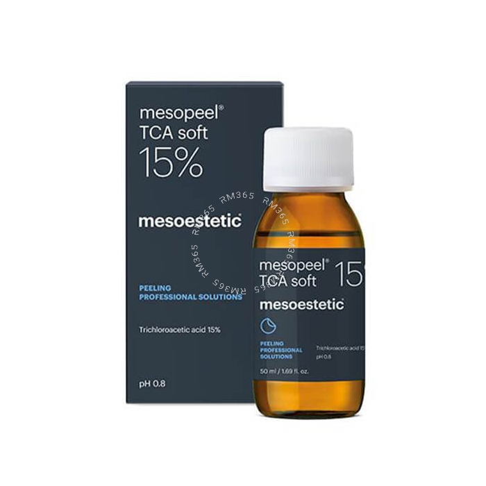 Mesoestetic Mesopeel TCA Soft 15% - Self-neutralizing trichloroacetic acid (TCA) 15% peel that gradually penetrates the skin to treat aging, pigmented lesions, comedonal acne and superficial acne scars.