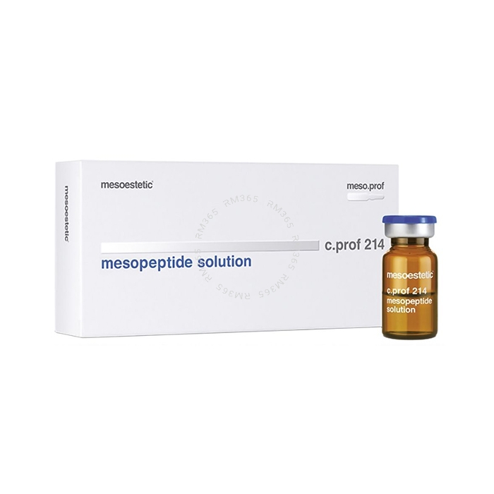 Mesoestetic C.Prof 214 mesopeptide solution enhances redensification of the dermis thanks to the inclusion of last-generation biomimetic peptides. Improves the firmness and structure of the cellular matrix.