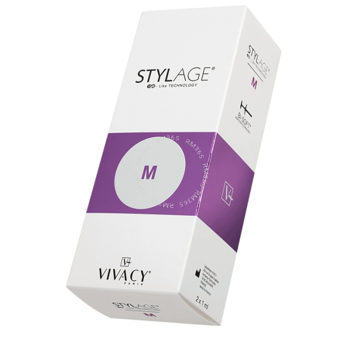 Stylage Bi-Soft M is a cross-linked hyaluronic acid used in the mid to deep dermis for filling of medium to deep naso-labial folds, smoothing of wrinkled and sagging areas, marionette lines, cheek wrinkles, hollow temple area, nasal hump reduction or nasa