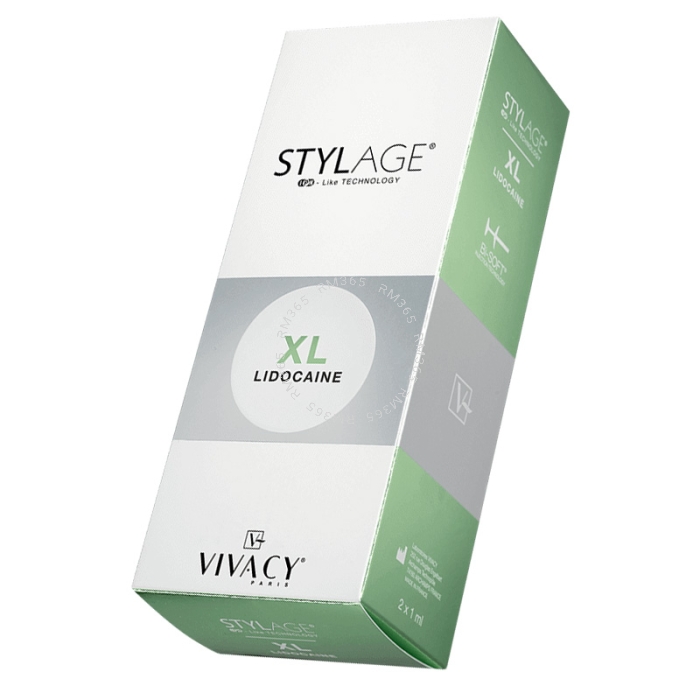 Stylage Bi-Soft XL Lidocaine is a cross-linked hyaluronic acid used in the deep dermis or subcutaneous layer for the treatment of facial volume defects, the restoration of facial contours, cheekbone area augmentation and the treatment of slight facial pto